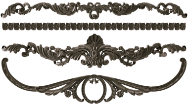 Şeffaf arkaplanda siyah süs, kesme, 3B görüntüleme