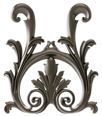 Şeffaf arkaplanda siyah süs, kesme, 3B görüntüleme