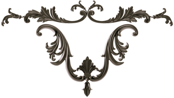 Şeffaf arkaplanda siyah süs, kesme, 3B görüntüleme