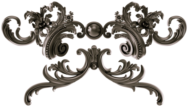 Şeffaf arkaplanda siyah süs, kesme, 3B görüntüleme