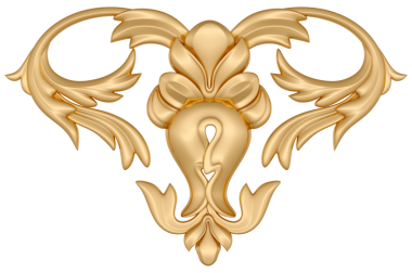 Şeffaf arkaplanda altın süsleme, kesme, 3B canlandırma