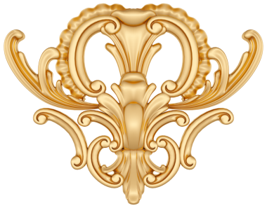 Şeffaf arkaplanda altın süsleme, kesme, 3B canlandırma