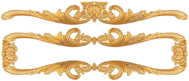 Şeffaf arkaplanda altın süsleme, kesme, 3B canlandırma