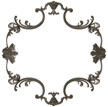 Şeffaf arkaplanda siyah süsleme çerçevesi, kesme, 3B görüntüleme