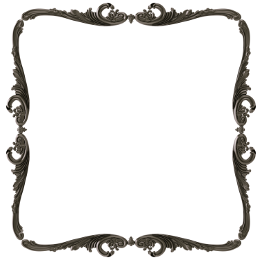 Şeffaf arkaplanda siyah süsleme çerçevesi, kesme, 3B görüntüleme