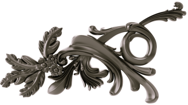 Şeffaf arkaplanda siyah süs, kesme, 3B görüntüleme