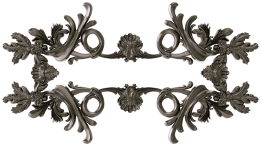 Şeffaf arkaplanda siyah süs, kesme, 3B görüntüleme