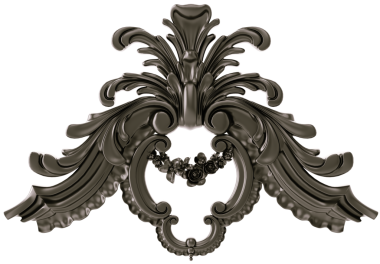 Şeffaf arkaplanda siyah süs, kesme, 3B görüntüleme