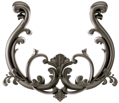 Şeffaf arkaplanda siyah süs, kesme, 3B görüntüleme