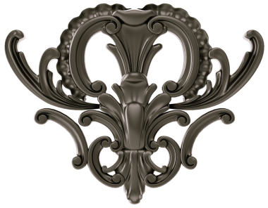 Şeffaf arkaplanda siyah süs, kesme, 3B görüntüleme