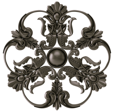 Şeffaf arkaplanda siyah süs, kesme, 3B görüntüleme