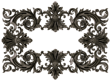 Şeffaf arkaplanda siyah süs, kesme, 3B görüntüleme