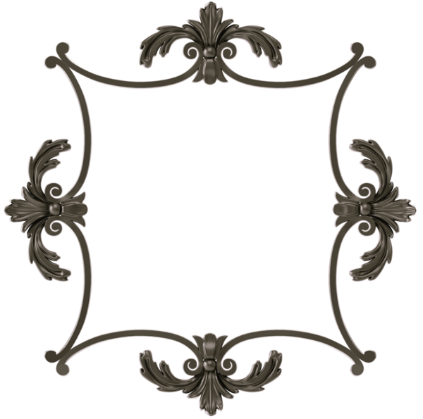Şeffaf arkaplanda siyah süsleme çerçevesi, kesme, 3B görüntüleme