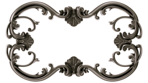 Şeffaf arkaplanda siyah süsleme çerçevesi, kesme, 3B görüntüleme