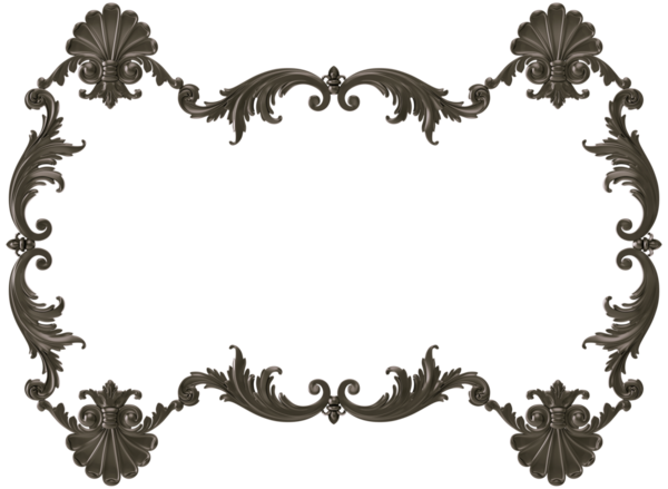 Şeffaf arkaplanda siyah süsleme çerçevesi, kesme, 3B görüntüleme