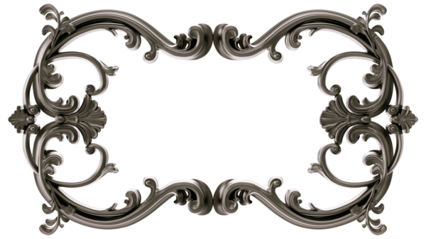 Şeffaf arkaplanda siyah süsleme çerçevesi, kesme, 3B görüntüleme