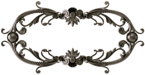 Şeffaf arkaplanda siyah süsleme çerçevesi, kesme, 3B görüntüleme