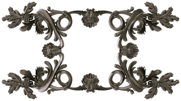 Şeffaf arkaplanda siyah süsleme çerçevesi, kesme, 3B görüntüleme