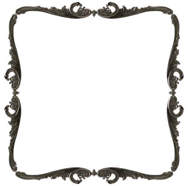 Şeffaf arkaplanda siyah süsleme çerçevesi, kesme, 3B görüntüleme