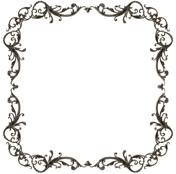 Şeffaf arkaplanda siyah süsleme çerçevesi, kesme, 3B görüntüleme