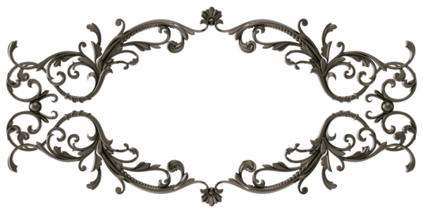 Şeffaf arkaplanda siyah süsleme çerçevesi, kesme, 3B görüntüleme