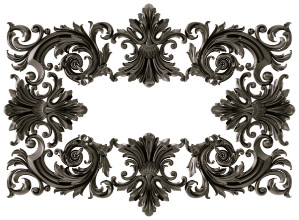 Şeffaf arkaplanda siyah süs, kesme, 3B görüntüleme