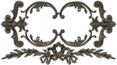 Şeffaf arkaplanda siyah süs, kesme, 3B görüntüleme