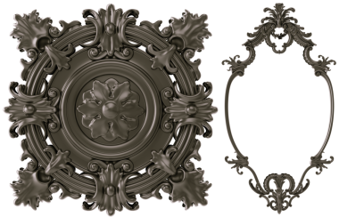 Şeffaf arkaplanda siyah süs, kesme, 3B görüntüleme