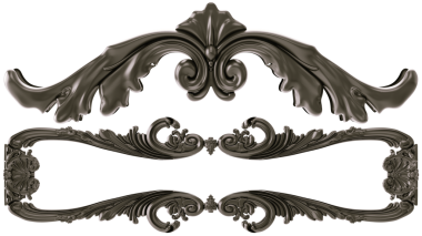 Şeffaf arkaplanda siyah süs, kesme, 3B görüntüleme