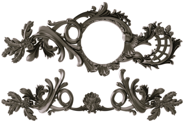 Şeffaf arkaplanda siyah süs, kesme, 3B görüntüleme