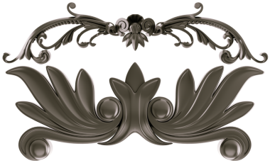 Şeffaf arkaplanda siyah süs, kesme, 3B görüntüleme