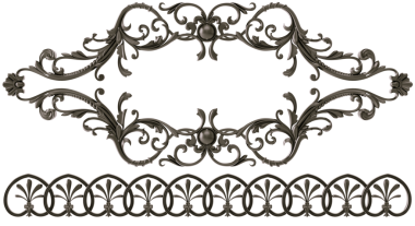 Şeffaf arkaplanda siyah süs, kesme, 3B görüntüleme