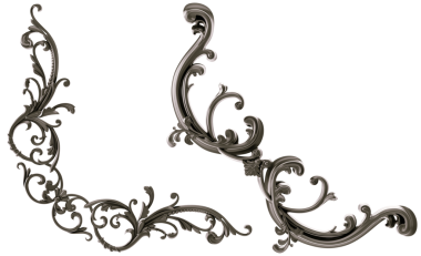 Şeffaf arkaplanda siyah süs, kesme, 3B görüntüleme