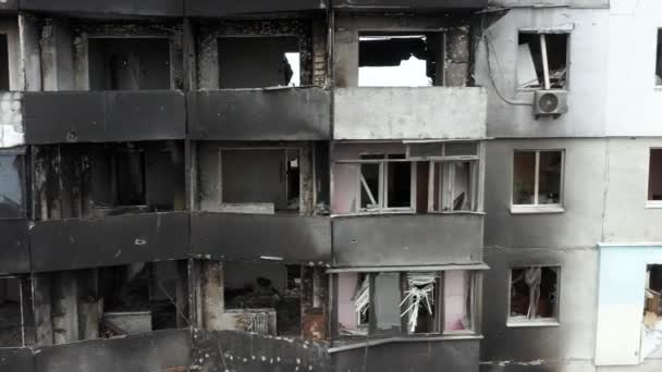 Borodyanka Destruido Edificio Residencial Después Invasión Rusa Abril 2022 Alta — Vídeo de stock
