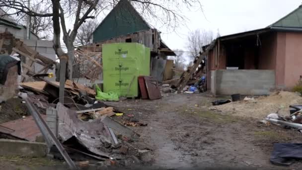 Casa Distrutta Causa Guscio Russo Guerra Ucraina — Video Stock