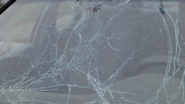 Region Kiew Ukraine April Erschossenes Auto Mit Zerbrochenen Scheiben Das — Stockvideo