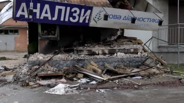 Edifício Vários Andares Queimado Devido Uma Concha Russa Guerra Ucrânia — Vídeo de Stock