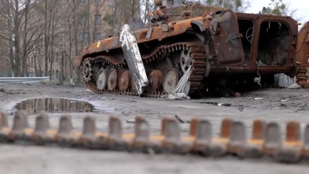 Війна Україні Розгромлений Російський Танк — стокове відео