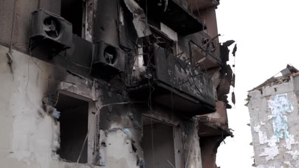 Edificio Bruciato Più Piani Causa Guscio Russo Guerra Ucraina — Video Stock