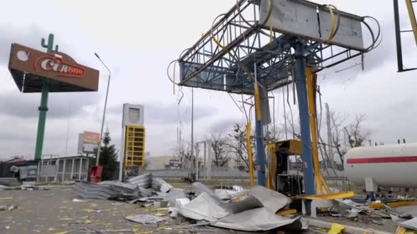 Stoyanka Kiev Regionen Ukraina April 2022 Ryssland Ukraina Kriget Utbombad — Stockvideo