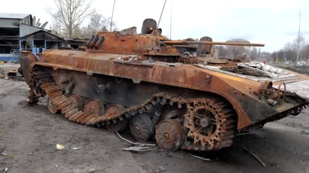 Guerra Ucrania Voló Tanque Ruso — Vídeos de Stock