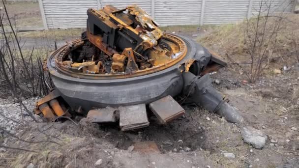 Válka Ukrajině Věž Explodujícího Ruského Tanku — Stock video