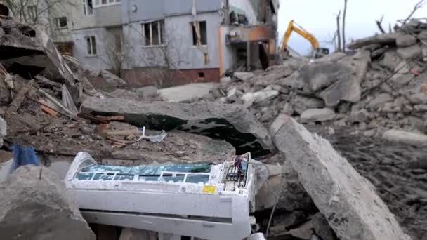 Destruyó Casa Debido Una Concha Rusa Guerra Ucrania — Vídeo de stock