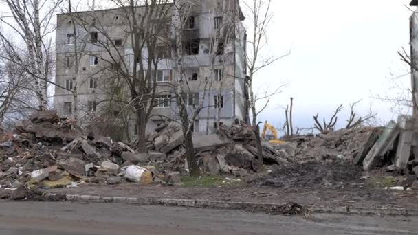 Знищений Будинок Через Російський Снаряд Війна Україні — стокове відео