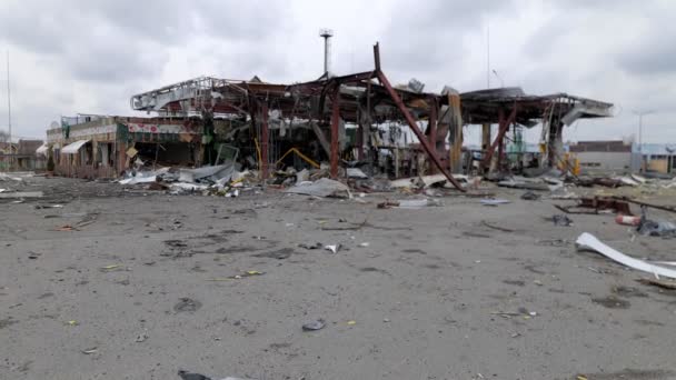 Stoyanka Kyiv Region Ukraine April 2022 Russia Ukraine War Bombed — Stock Video