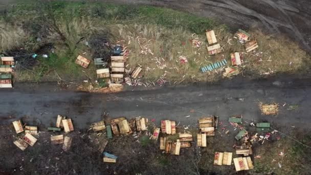 Andriivka Dorf Zerstört Panzer Überreste Munition April 2022 Nach Der — Stockvideo
