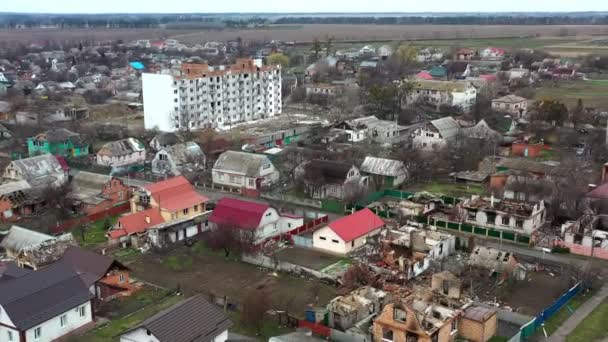 Makariv Détruit Une Zone Résidentielle Après Invasion Russe Drone Haute — Video