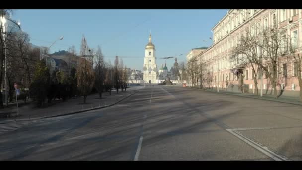 Wolodymyrska Straße Leere Stadt Covid Hochwertiges Filmmaterial Null Personen — Stockvideo