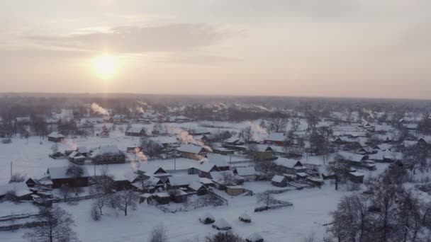 Зимняя Деревня Закате Высококачественные Кадры — стоковое видео
