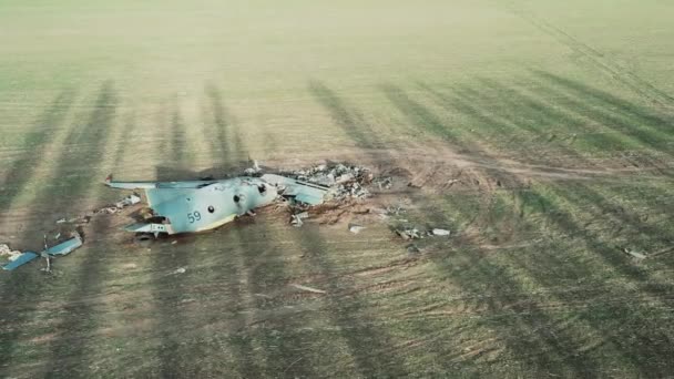 Tomto Záznamu Letadlo Ležící Poli Ukrajině Nehodě Zdá Letadlo Utrpělo — Stock video